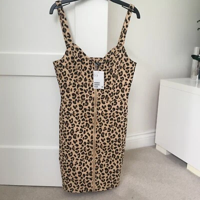 Summer Dress size 8 Strappy Fitted Zip Through Animal Print H&M New with tags - Image 1 of 4