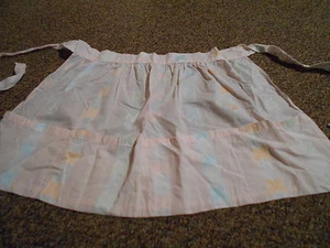  Vintage ~ Küche HALB - SCHÜRZE - rosa & weiß gestreift mit strukturiertem Pastell X's  - Bild 1 von 5