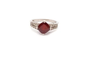 Sterling Silver 925 Garnet White Sapphire Ring Size 6.75 - Picture 1 of 12