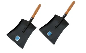 Pack of 2 Strong 9 Inch Coal Metal Fire Shovel Dust Ash Pan with Wooden Handle - Picture 1 of 1