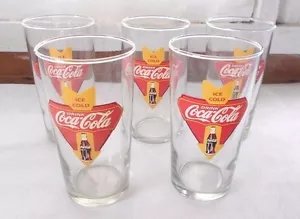 5 Anchor Hocking Coca Cola Coke Glasses Cups - Picture 1 of 1