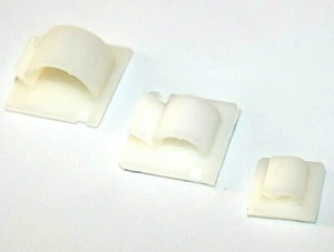 Nylon Clip Self Adhesive Bases White Cradles Anchors Sticky Back 6mm 10mm 16mm - Picture 1 of 1