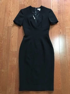 NWT $850 Burberry London Black Ornate Seam Structured Pencil Dress Sz US 0/UK 2 - Picture 1 of 7