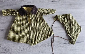 Vtg Baby Or Doll Newborn Handmade Houndstooth Dress Coat & Bonnet Sherlock #28 - Picture 1 of 13