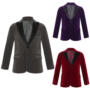 Kids Boys Blazer Pockets Coat Lapel Gentleman Costume Party Dressy Outerwear - Picture 1 of 51