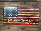 Eine Nation unter Gott rustikale amerikanische Flagge, hlzerne...