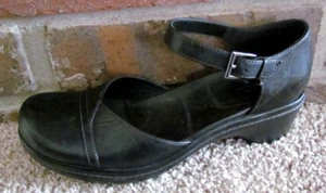 Ecco Damen 38/8 Schwarz Leder Slipper Knöchelriemen Komfort Mary Jane Clog Schuhe - Bild 1 von 5