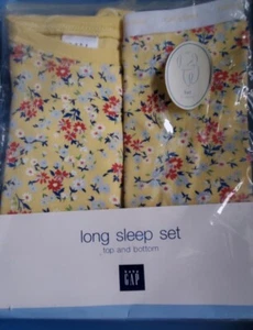 New baby Gap Kids PAJAMAS 5XL YELLOW FLORAL 2 pc LONG Sleeve TOP PANTS girl 5t 5 - Picture 1 of 3