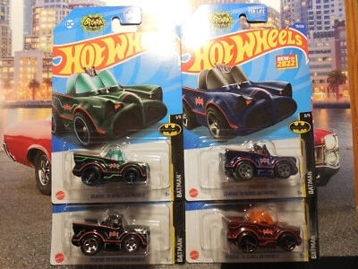 Hot Wheels DC Batman Classic TV Series Batmobile Tooned LOT 4 VARIATION FREE SHP - Image 1 of 4