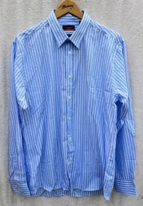 BNWT Mens PIERRE CARDIN Blue Stripe Shirt Size Large . - Picture 1 of 3