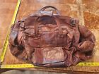 Vintage LEATHER Duffel BAG Gym Maroon Travel Overnight Suitcase Carry on #S19