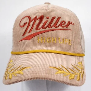 Miller High Life corduroy Trucker Snapback Hat Cap with Gold Rope & logo NWT - Picture 1 of 17