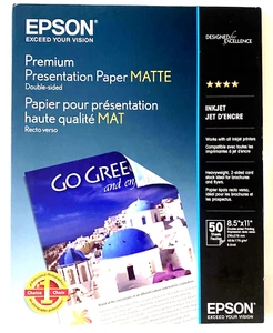 Epson Matte Paper Inkjet 2 Packs - 50 Sheets each pack - 8.5" x 11" #S041568 - Picture 1 of 4