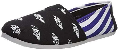 NFL Baltimore Ravens Women's Canvas Stripe Shoes, Medium (7-8), Black Cover