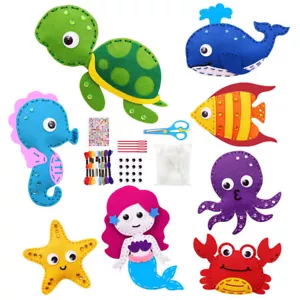 Sea Animals Sewing Kit for Kids Sewing Felt Plush Animals Mermaid DIY Art*♕ - Picture 1 of 10
