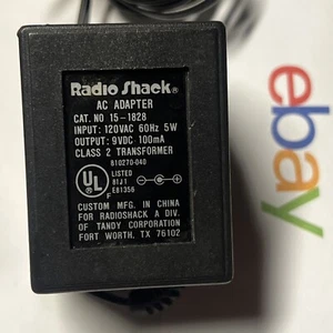 Radio Shack AC Adaptor 15-1828 Power Supply Output-9VDC 100mA 5W Class 2 - Picture 1 of 5