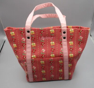 LONGABERGER HOMESTEAD ~ Bolso de Mano Floral Rosa con Protector de Plástico Foto 1 de 4