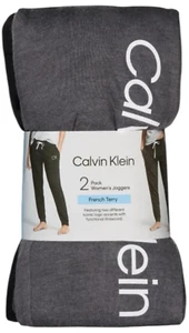 Calvin Klein Joggers 2 Pack Ladies Large Black Gray French Terry - Medium - 6s3 - Picture 1 of 3