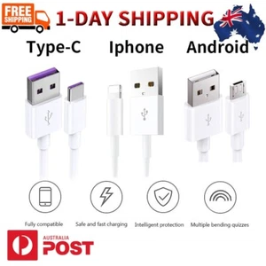 USB Charger Cable Fast Charging Data Sync Cord for Type C IOS Android iPhone - Picture 1 of 11
