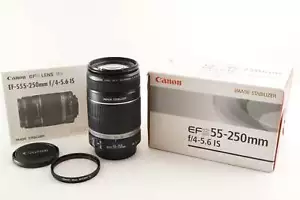 Lente zoom AF Canon EF-S 55-250 mm F4-5,6 IS en caja de Japón #2009 - Imagen 1 de 13
