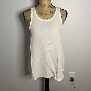 Neu mit Etikett Chaser Größe M weiß Seide Basics Schlitz hinten Volant Tank leicht transparent - Bild 1 von 8