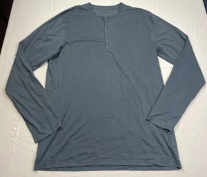 Lululemon The Fundamental Henley Long Sleeve Performance Snap Steel Blue Sz M - Picture 1 of 9