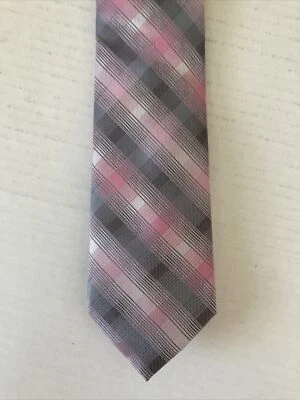 Susan G. Komen 男式领带结 Hope 粉色灰色格子修身聚酯纤维 — 第 1/4 张图片