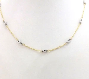 14k Gold Infinity Rope Love Knot Cable Link Chain Necklace 16in to 18in Two Tone - Picture 1 of 8