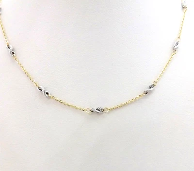 14k Gold Infinity Rope Love Knot Cable Link Chain Necklace 16in to 18in Two Tone - Image 1 of 4