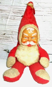 Vintage 19 Inch Santa Toy Hard Face Plush With Attached Bag / See Description - Bild 1 von 10