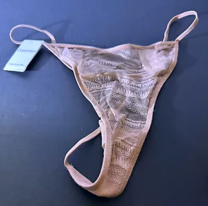 CALVIN KLEIN STRING / THONG IN TAUPE / NUDE - SIZED X/ SMALL - BNWT - POST FREE - Picture 1 of 5