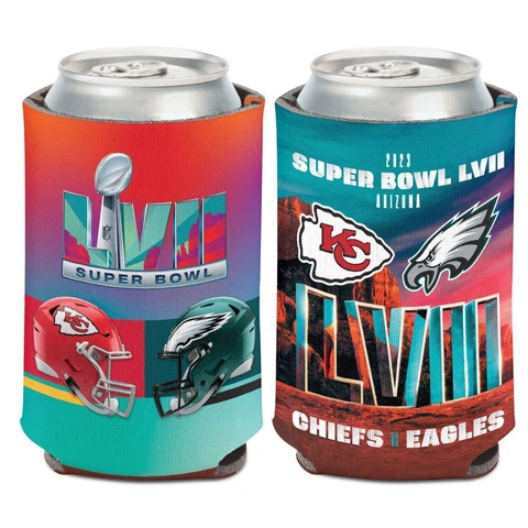 Super Bowl 57 LVII Eagles vs Chiefs Can Cooler 12 Oz Koozies Made In USA Quality Cover
