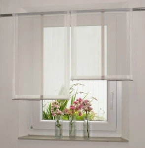 Scheibengardine 2 Teile Bistro Vorhang modern Voile beige weiß Streifen Gardine - Bild 1 von 8