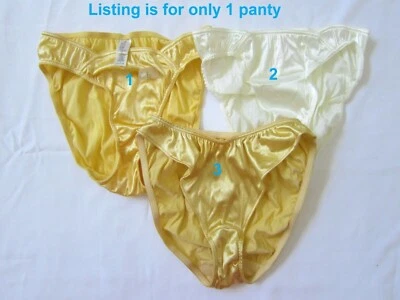 Rare VINTAGE VICTORIA SECRET SECOND SKIN SATIN Bikini Hi Cut PANTY M SILKY SISSY - Image 1 of 4