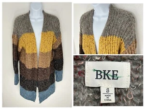 BKE Wide Striped Cardigan Sweater Size Small Open Boho Chunky Knit Grandmacore - Picture 1 of 11