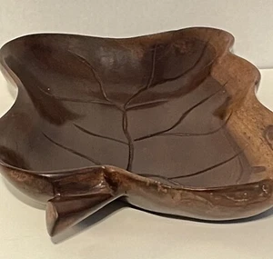 VINTAGE Wood Leaf Bowl Carved Serv Tray Platter/fruit Dish. Unique! 11 X 7 EUC - Picture 1 of 19
