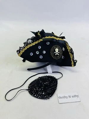 Pirate Outfit Headband Hat And Sequin Eye Patch Pirate Headwrap - Image 1 of 4