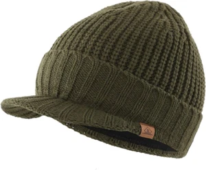 Men'S Winter Thick Knit Beanie Cap with Visor Newsboy Hat - Picture 1 of 12