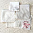 5 Hankies Handkerchief Embroidered w/Cut Work Semi-Sheer Wedding Special Day VTG