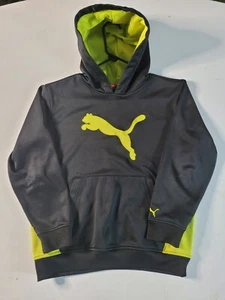 Puma Boys Hoodie Black Lime Green Logo Size Medium Pullover  - Picture 1 of 10