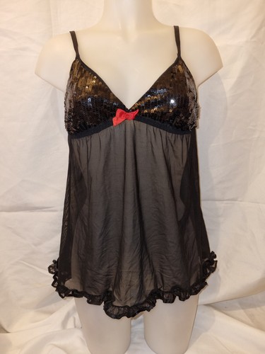 UNDERCOVER Gorgous abito nero paillettes POSSESSO SEGRETO sexy babydoll chemise taglia 8 10 (TV