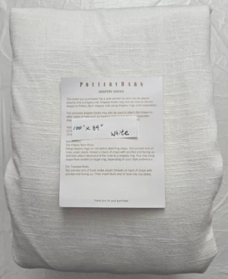 Forro Pottery Barn 3 en 1 poste superior esmerilado 1 cortina apagón 100" x 84" blanco Foto 1 de 3