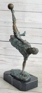 Milos Handcrafted Bronze Figurine Soccer Player Scoring Goal in Mid Air Sale - Picture 1 of 10