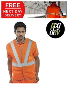 RAIL SPEC UNISEX HIVIS ORANGE SHORTSLEEVE VEST SIZES M-4XL HGRSVO2P - Picture 1 of 1
