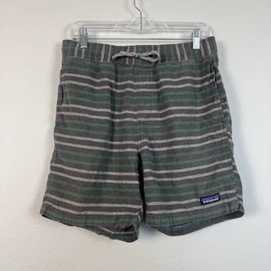 Patagonia Shorts Mens Medium Baggies Naturals Grey Striped Organic Cotton Hemp - Picture 1 of 9
