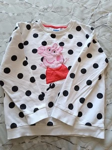 Next Peppa Pig Sweatshirt Girls 6-7 Years Old White Polkadot Jumper - Picture 1 of 4