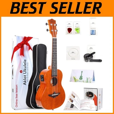 Концертная укулеле из красного дерева с эквалайзером, концертная сумка, набор для начинающих - Изображение 1 из 4