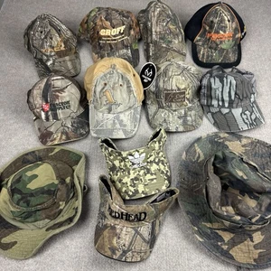 Lot of 12 Camo Hat Cap Hunting Hiking Visor Boonie Bucket Realtree Camouflage - Picture 1 of 14