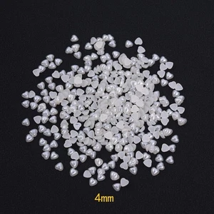 2000Pure White Acrylic Half Pearl Tiny FlatBack Heart Bead 4X4mm Scrapbook Craft - Picture 1 of 5