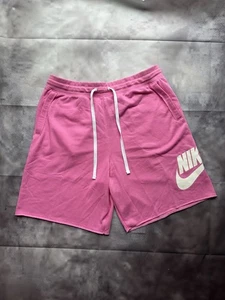 Nike Club Alumi French Terry Fleece Shorts Mens Size XL Pink/White DX0502-675 - Picture 1 of 7